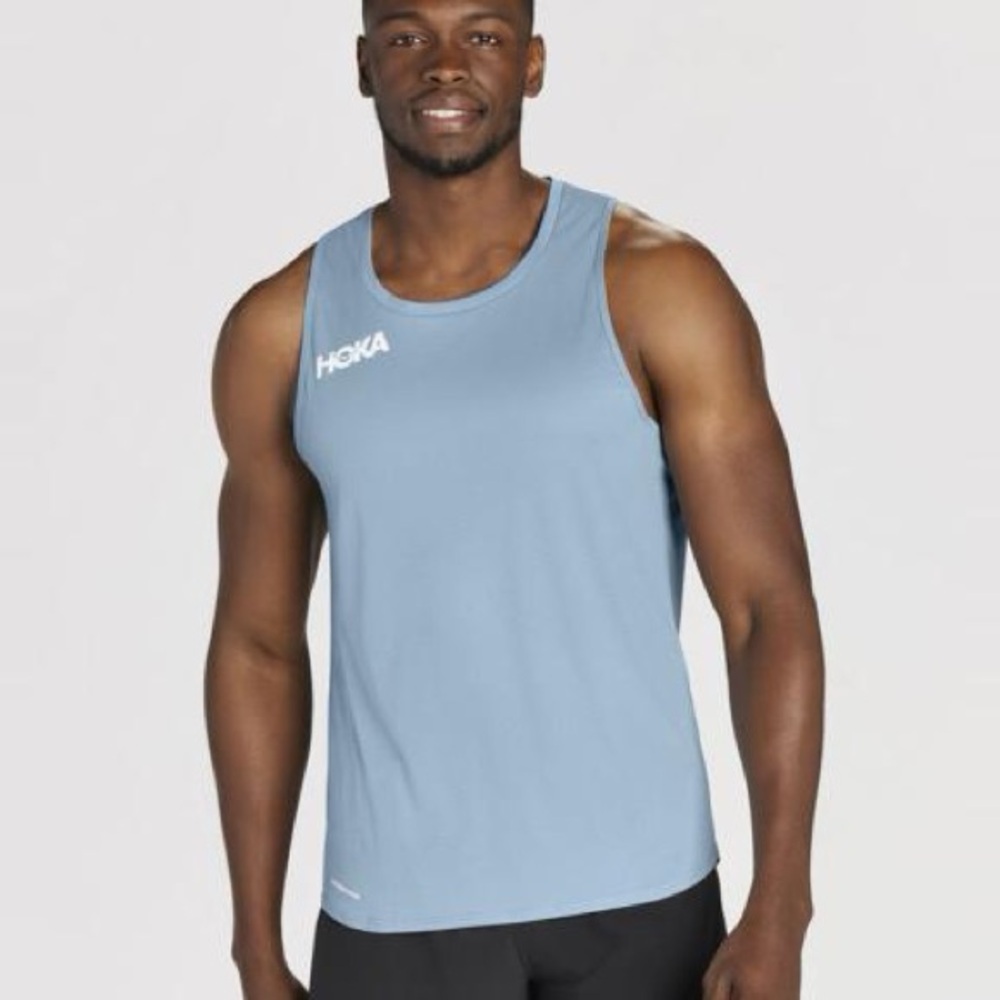 NWT Hoka Glide Singlet Tank Top Men’s XL Mint Blue Running Training Hiking